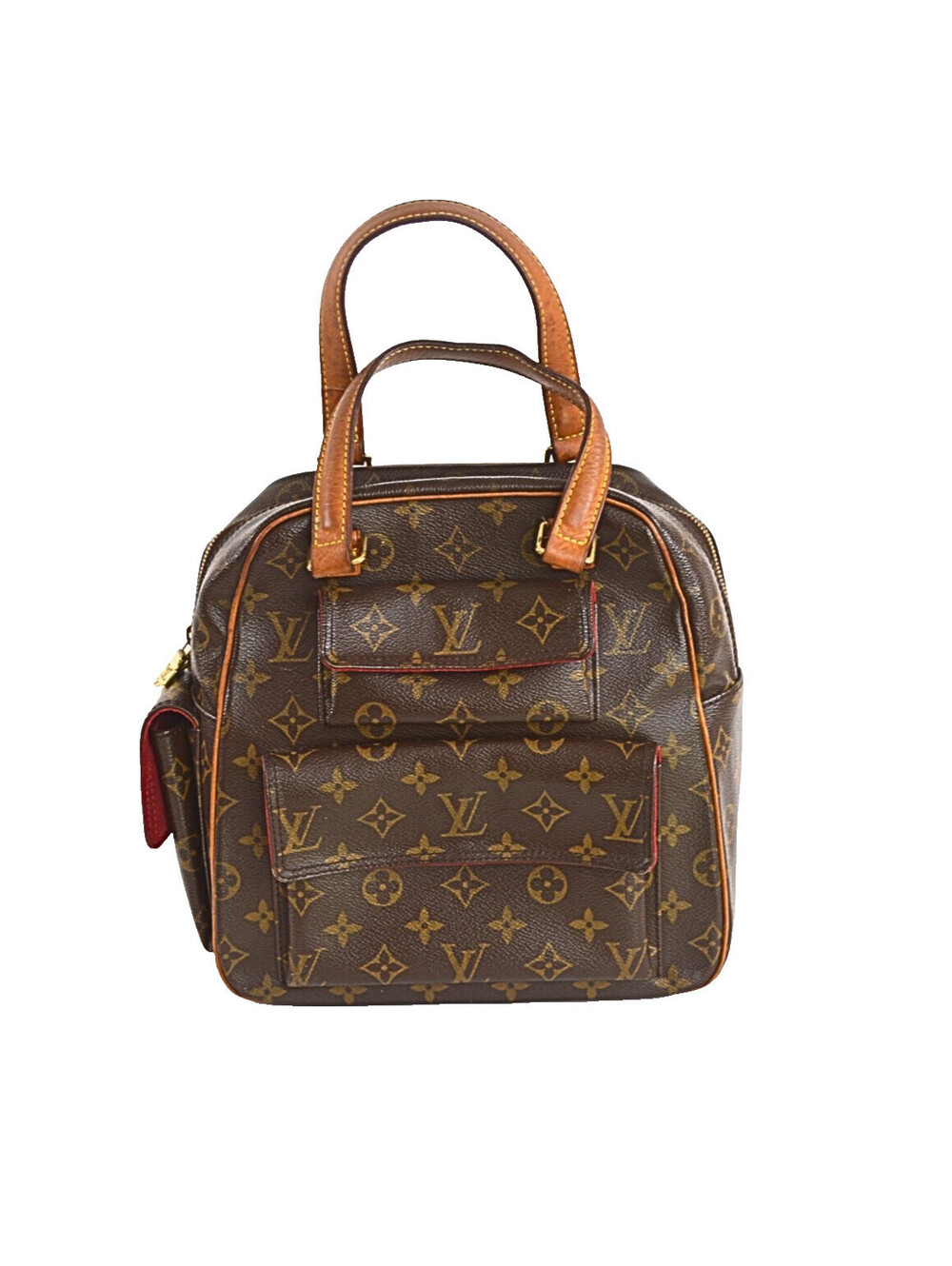 Authentic Louis Vuitton Excentri Cite Hand Bag Monogram Leather Brown